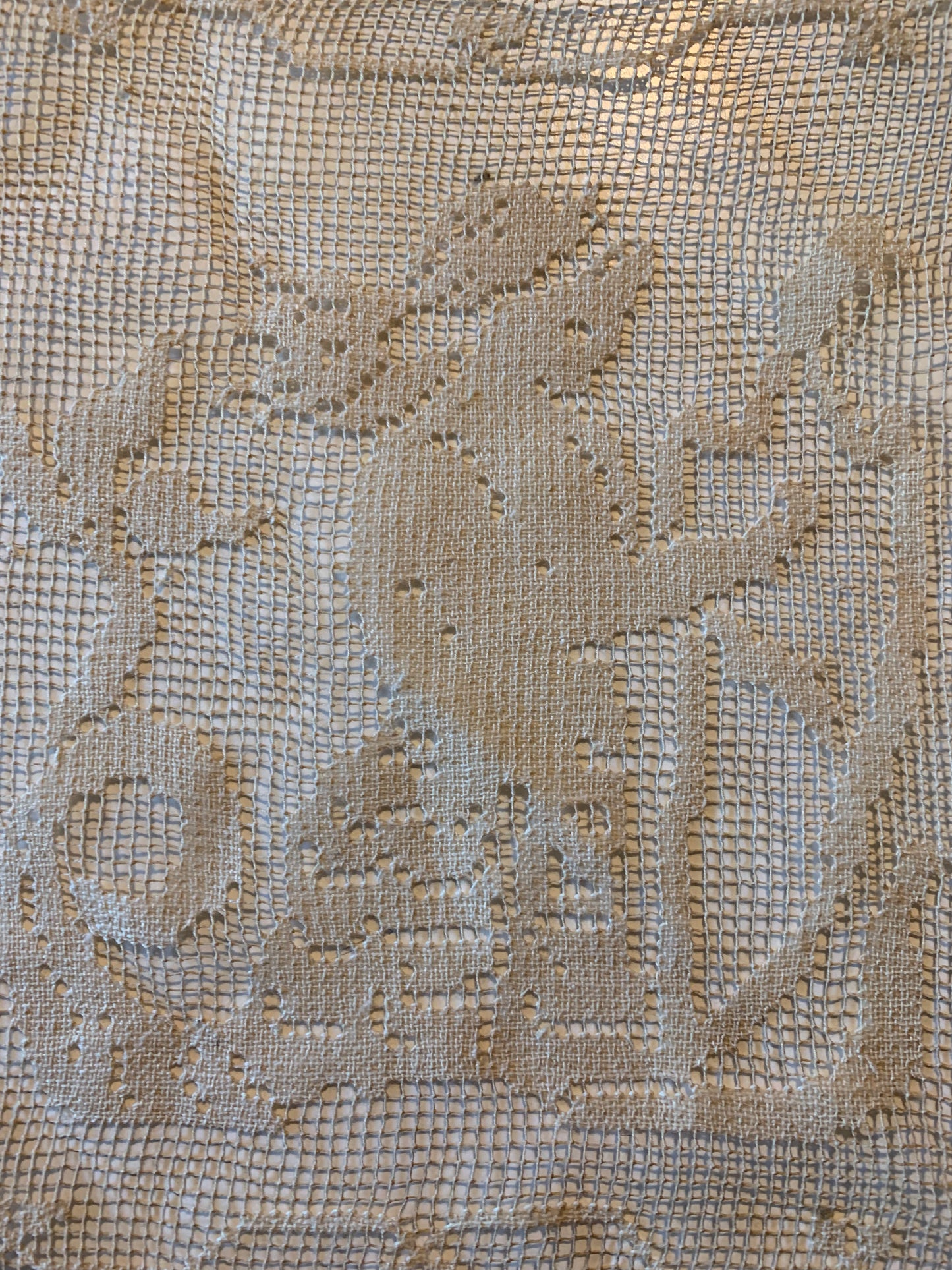 Mermaid Filet Lace Panels Pair 2 circa 1900