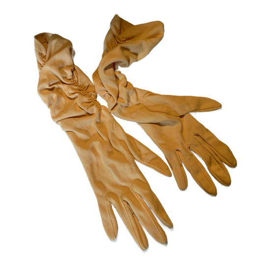 Soft Melon Colored Nylon Gloves circa 1960s