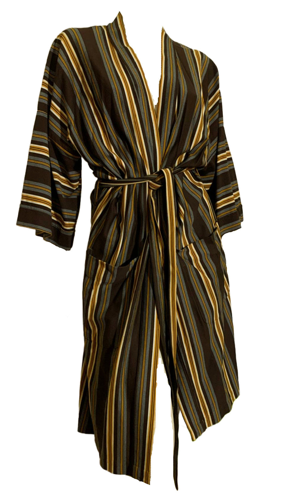Harvest Gold and Brown Striped Men's Robe circa 1970s