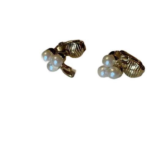 Seed Pearl Trio and Leaf Clip Earrings circa 1960s