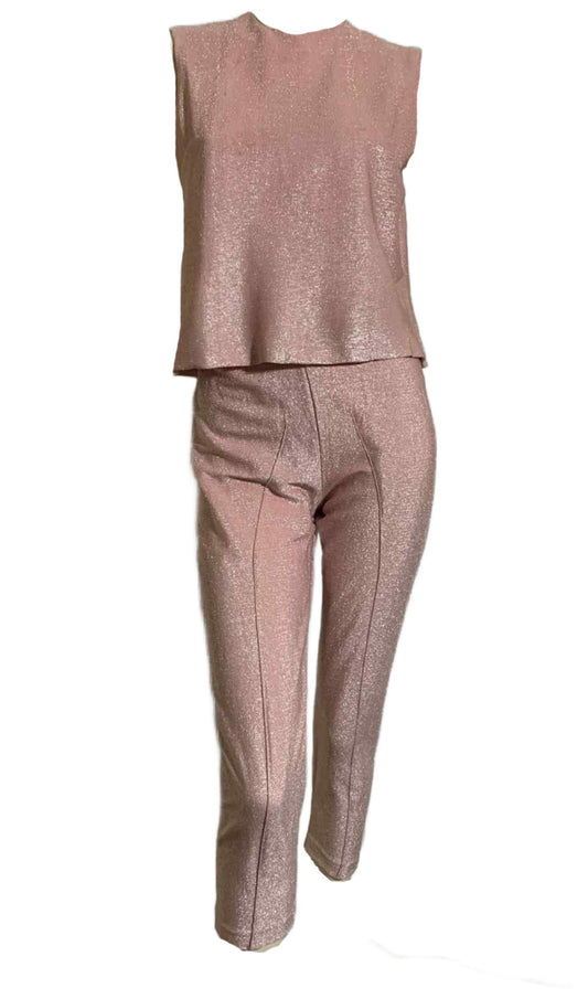Pink Lurex! Two Piece Pink Lurex Boxy Top and Pedal Pusher Pants circa 1960s