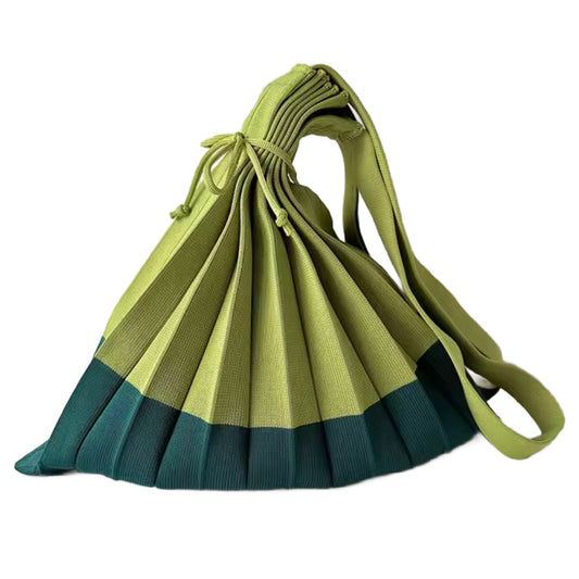 Sparrow- the Pleated Two Tone Knit 1940s Inspired Handbag with Drawstring