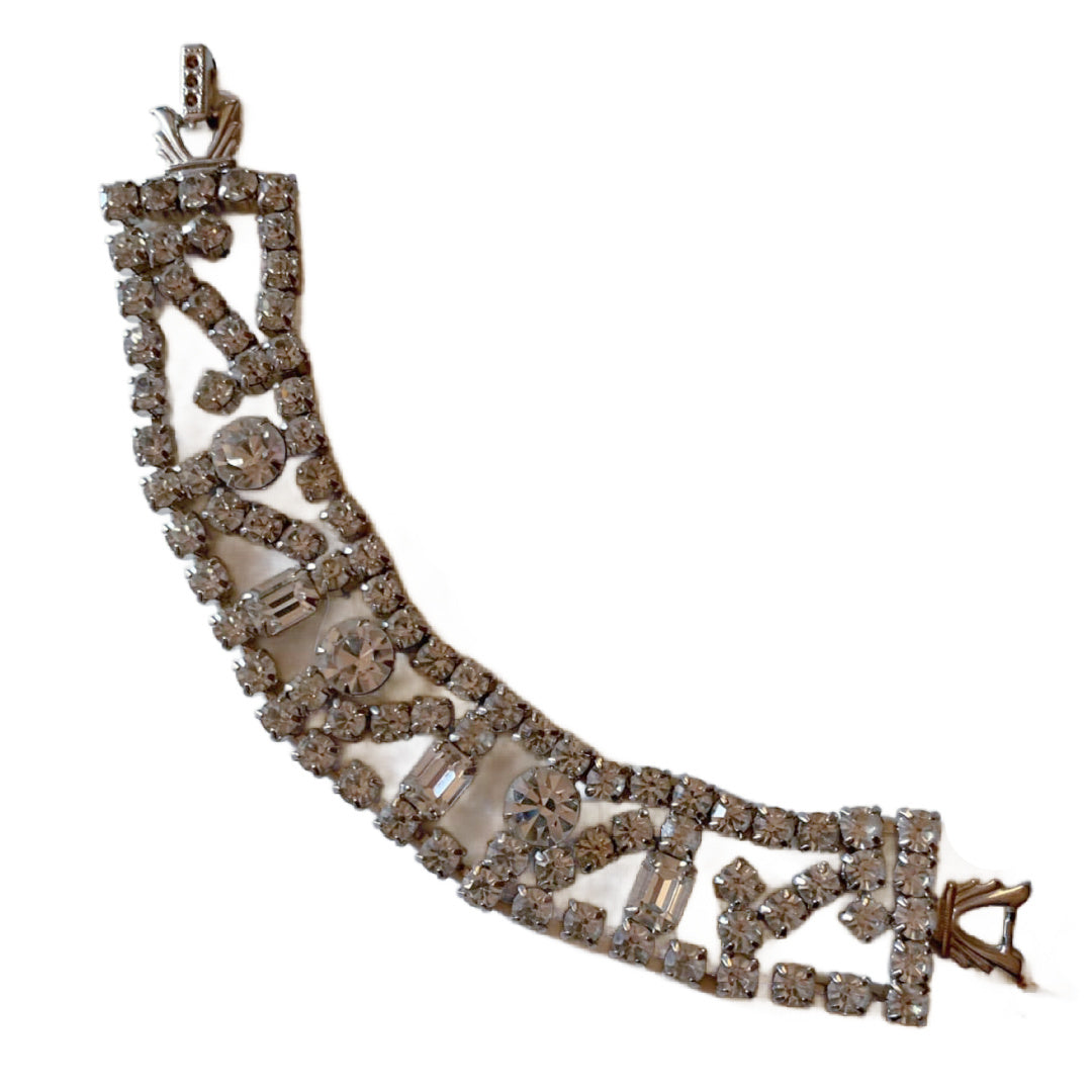 Scrumptious Clear Rhinestone Bracelet circa 1950s