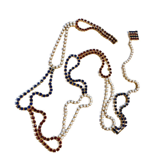 Red White and Blue Rhinestone Hip Belt circa 1980s