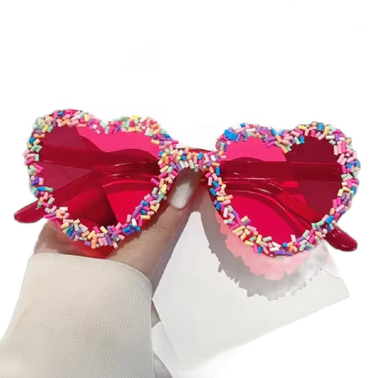 Stacy- the Candy Sprinkle Heart Shaped Glasses 8 Colors
