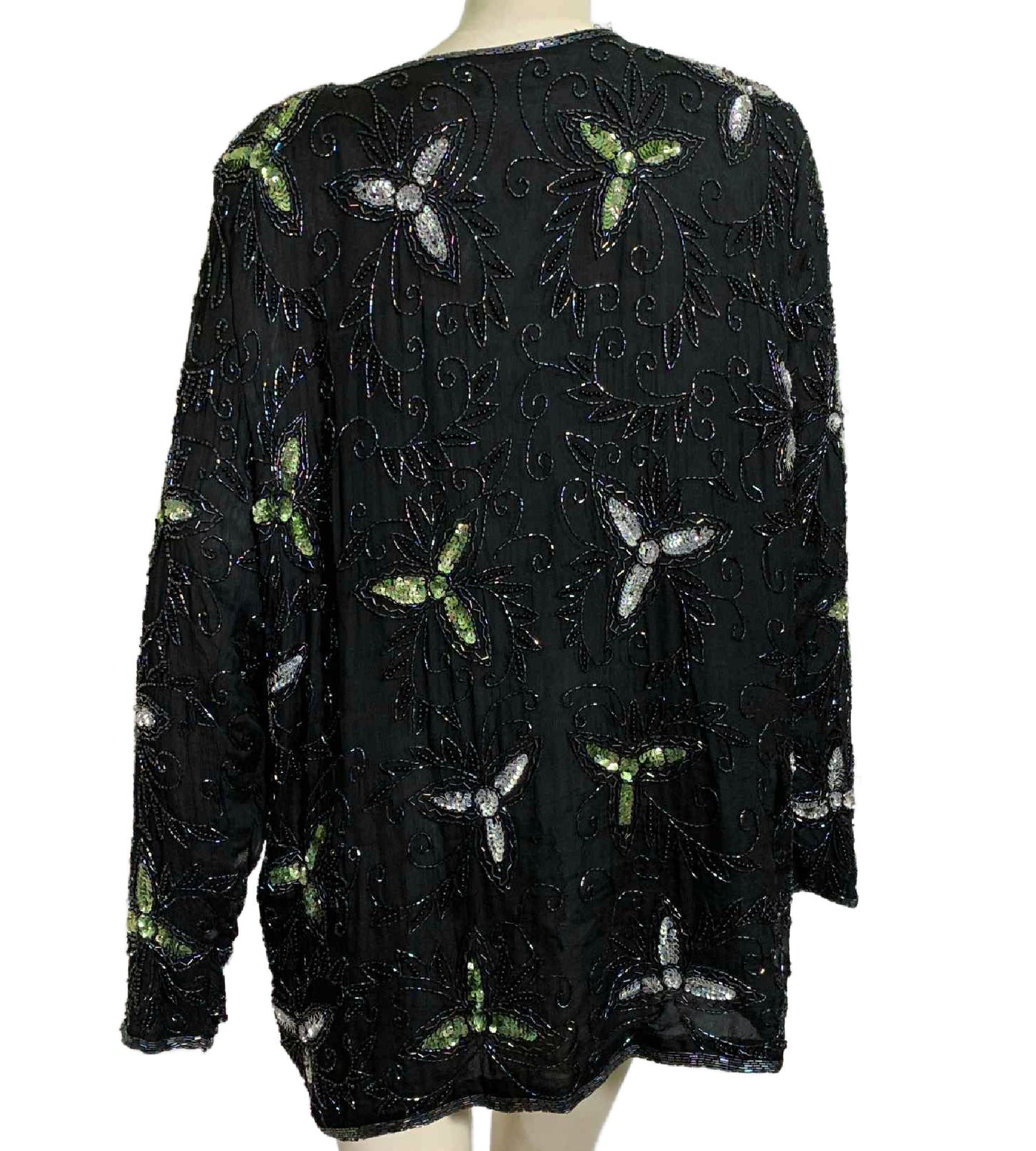 Midnight Blue Silk Beaded and Sequined Jacket Plus circa 1980s