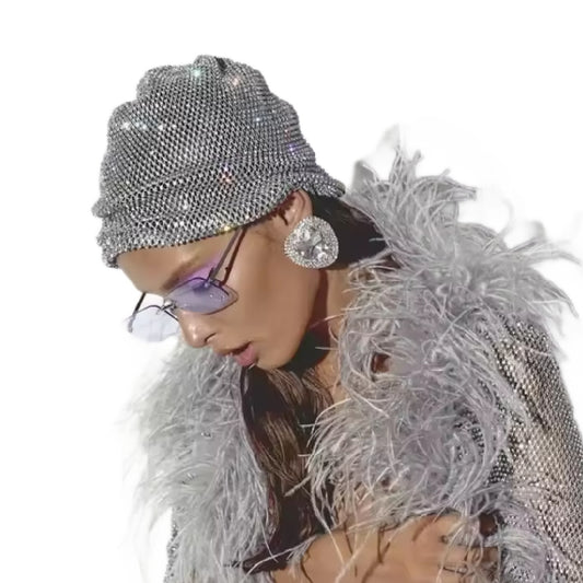 Gloria- the Mesh Rhinestone Turban Hat