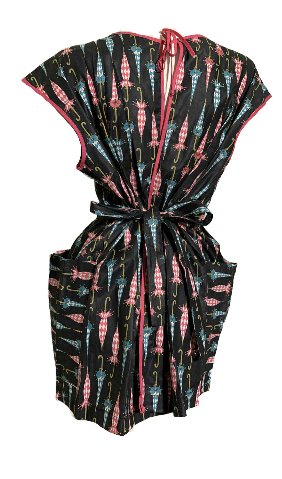 Darling Umbrella Print Open Back Smock Waist Tie circa 1960s