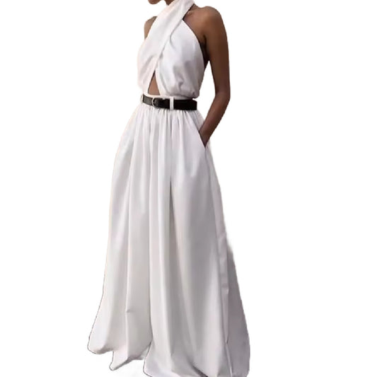 Fia- the White Palazzo Pant Halter Top Jumpsuit