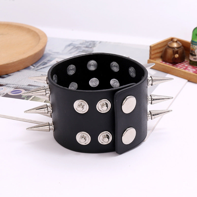 Exaggerated Spike Black Wrist Band