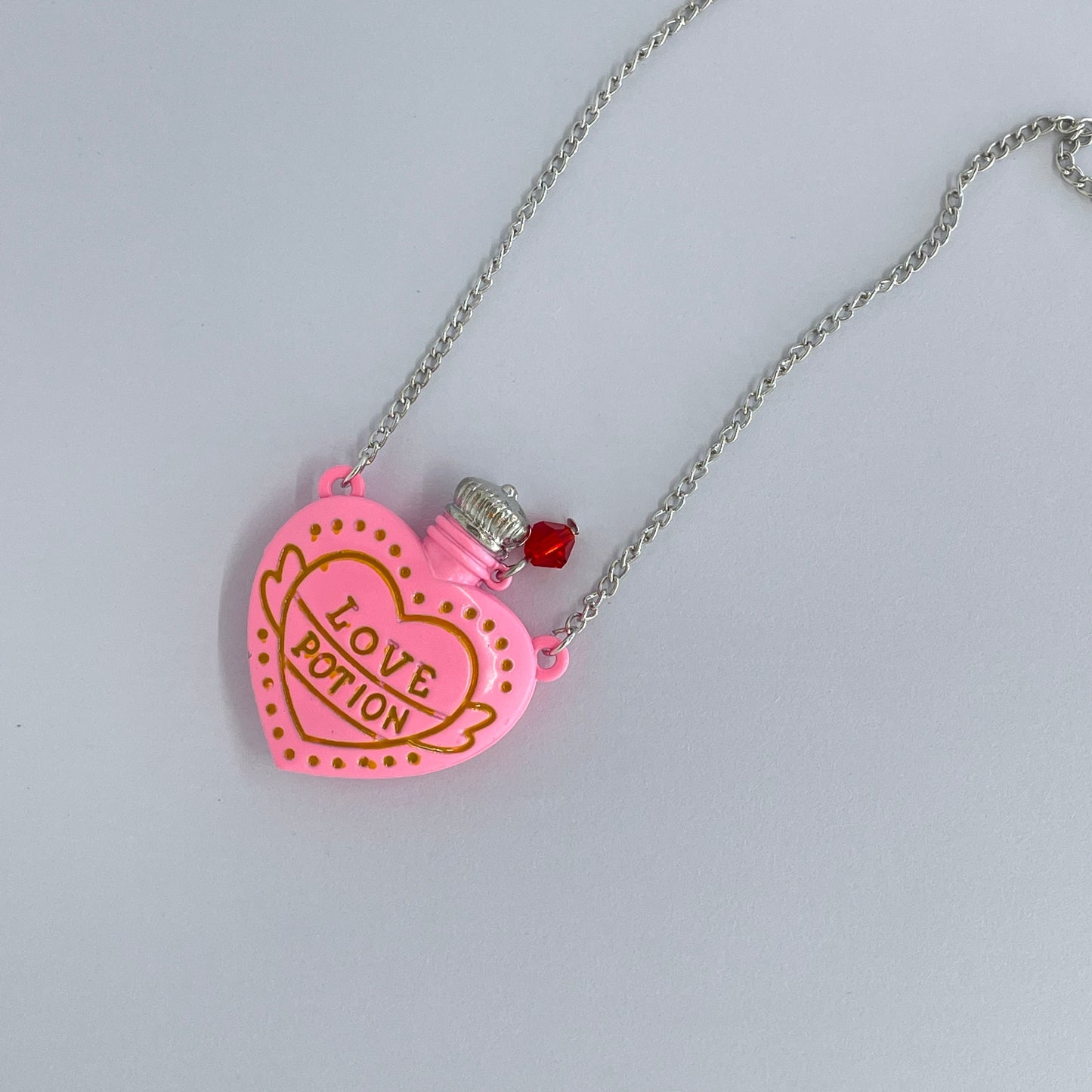 Pink Heart Love Potion Bottle Necklace