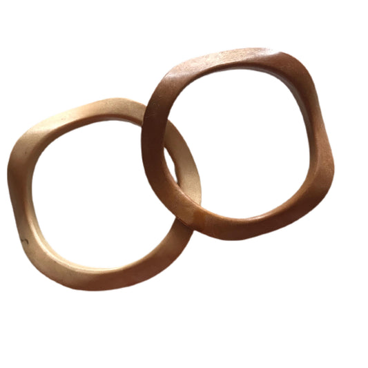 Wavy Wood Look Plastic Set Bangle Bracelets circa 1960s