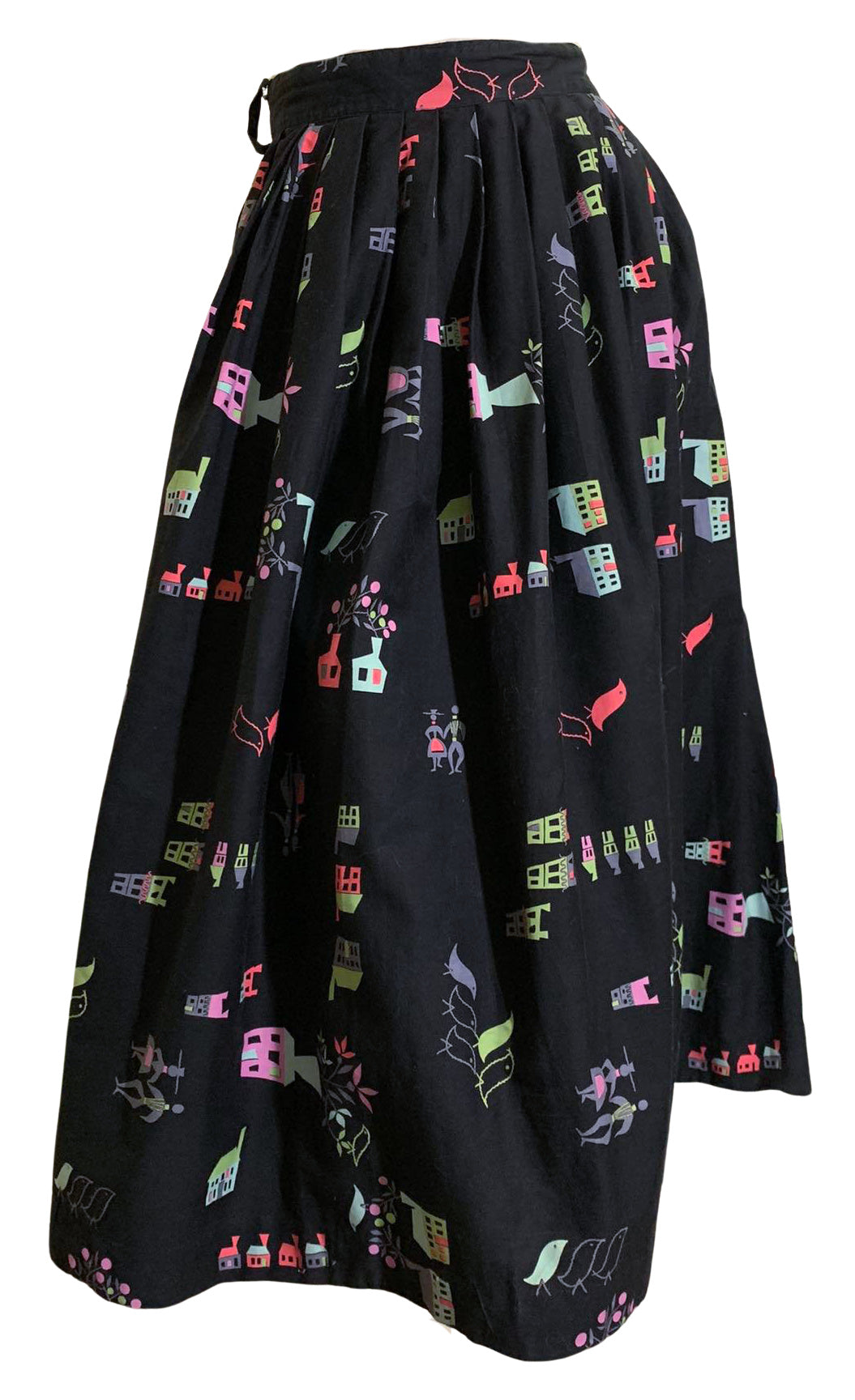 American Artists Midcentury Modern Atomic Print Full Skirt circa 1950s