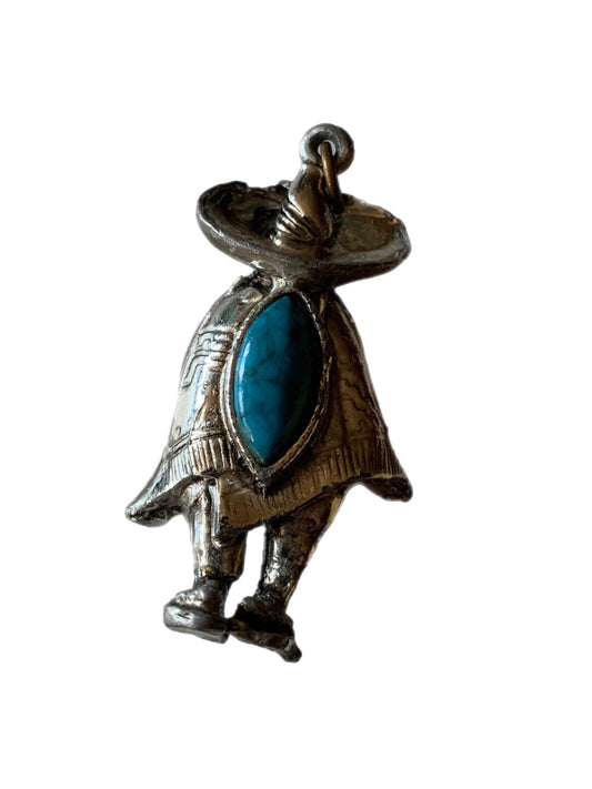 Mexican Sombrero Wearing Man Pendant circa 1980s