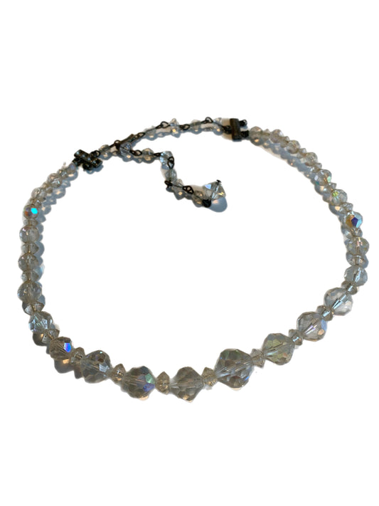 A/B Beveled Crystal Bead Necklace circa 1960s