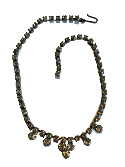 Staggered Front Rhinestone Necklace circa 1950s