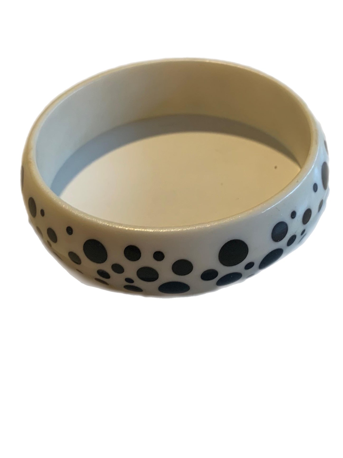 Ivory and Black Polka Dot Bangle Bracelet circa 1980s