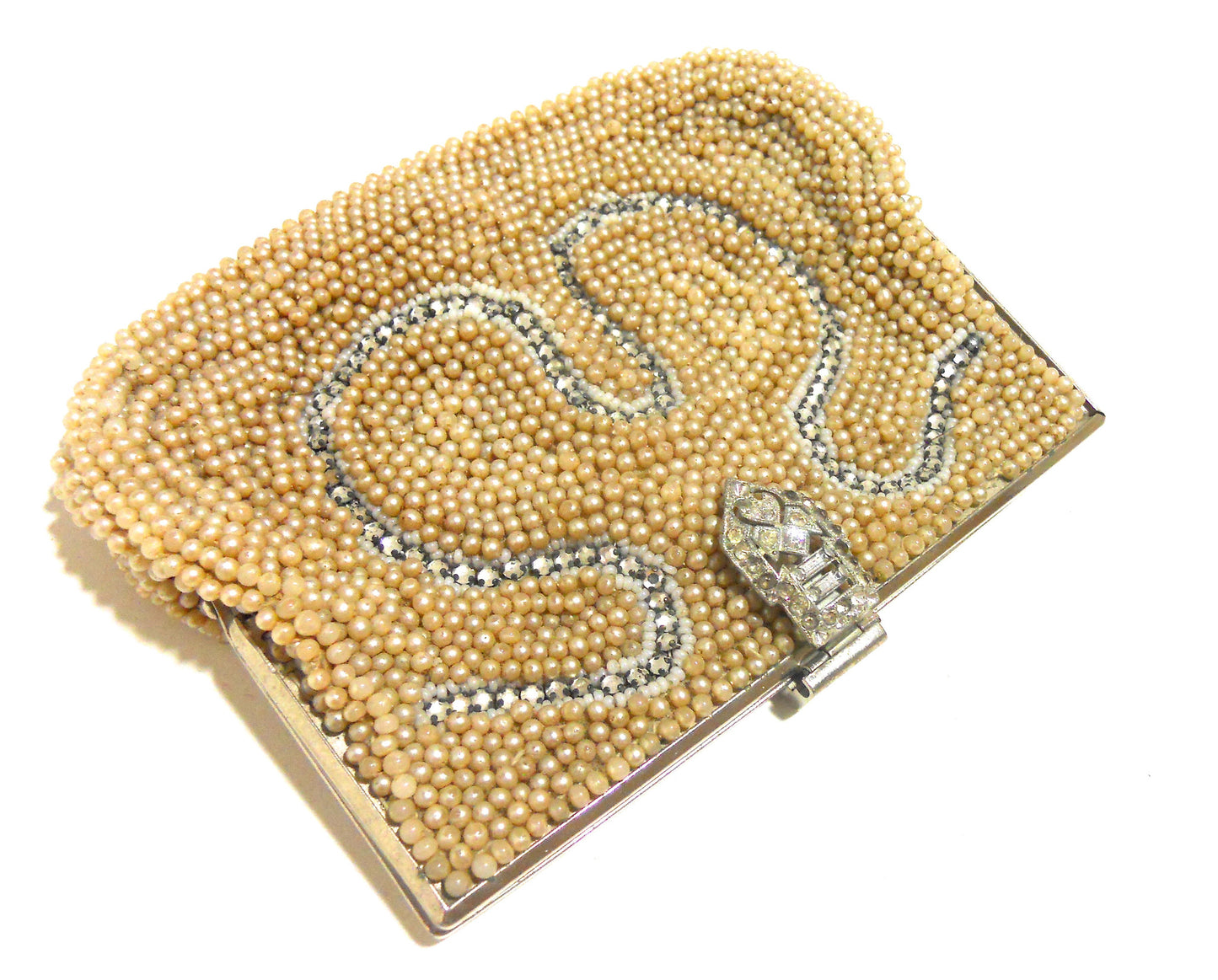 Glam Little Faux Pearl & Rhinestone Clutch Handbag circa 1930s
