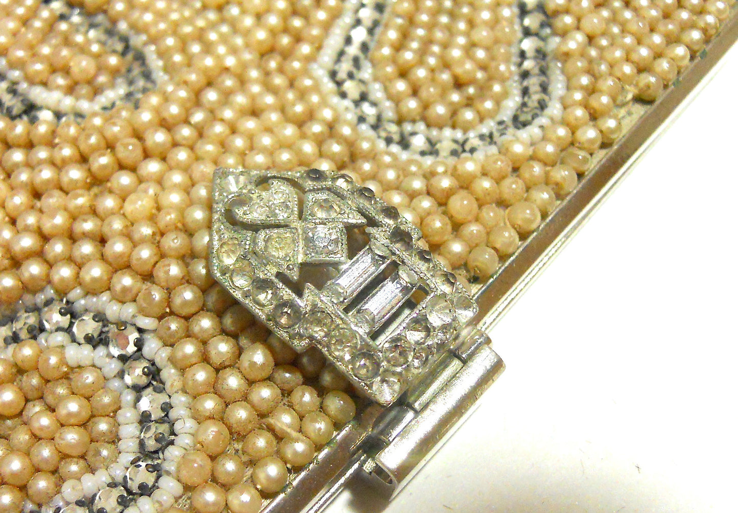 Glam Little Faux Pearl & Rhinestone Clutch Handbag circa 1930s