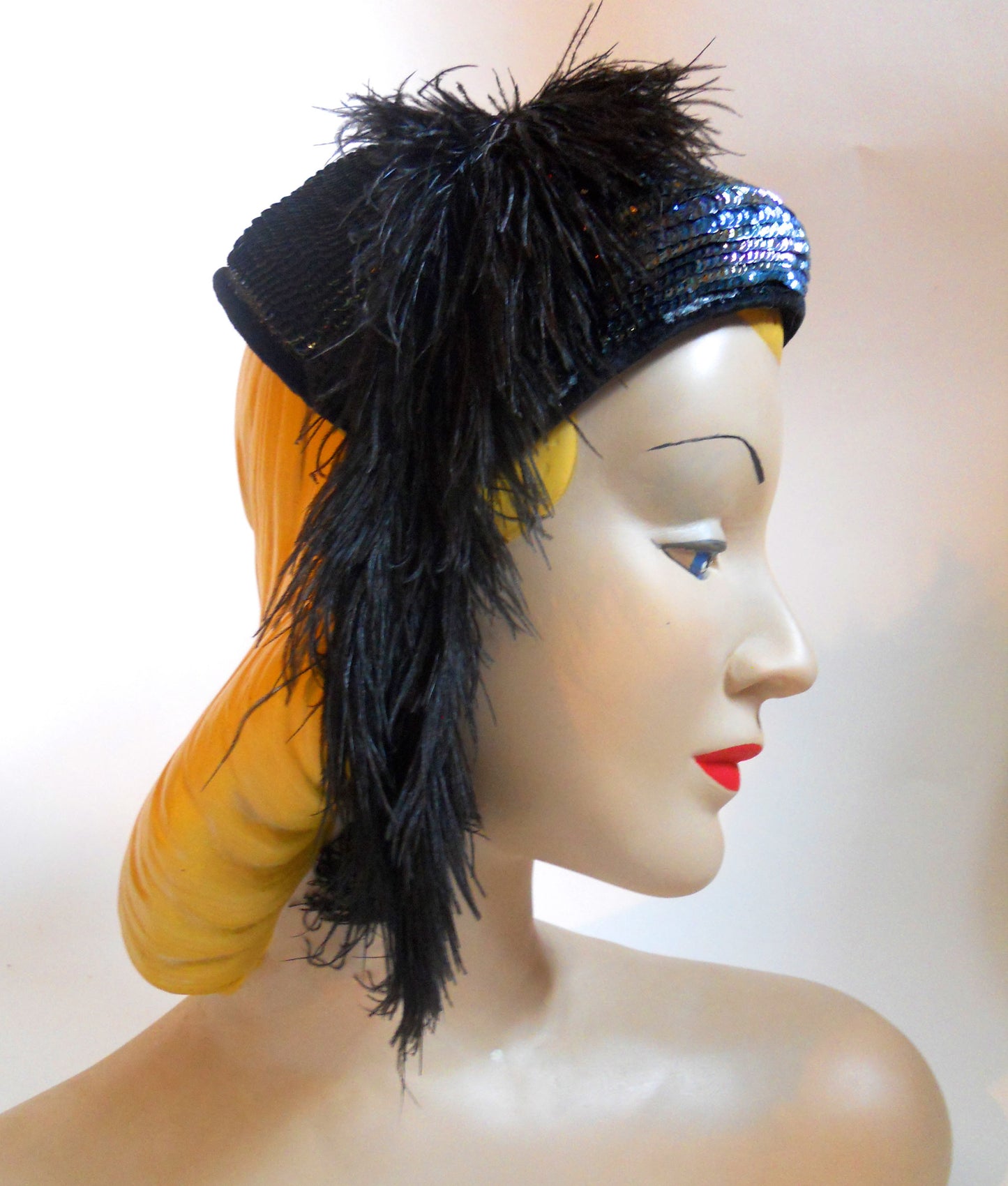 Marabou and Sequins Showgirl Style Hat circa 1960s