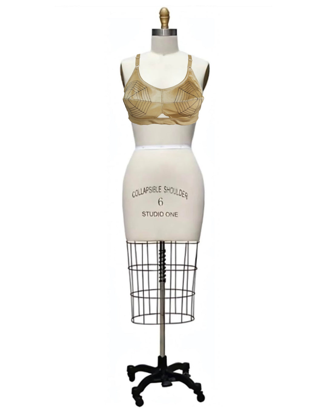 Arachne- the Golden Satin Spider Web Bullet Bra