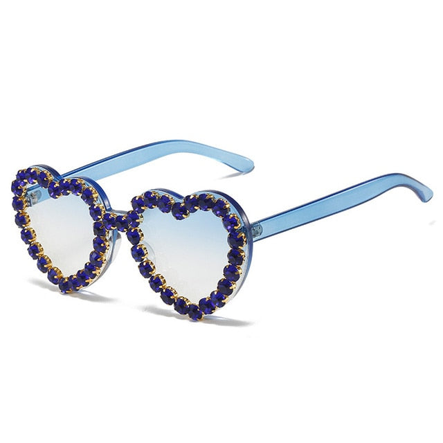 Heartsease- the Rhinestone Framed Heart Shaped Lens Sunglasses 11 Colors