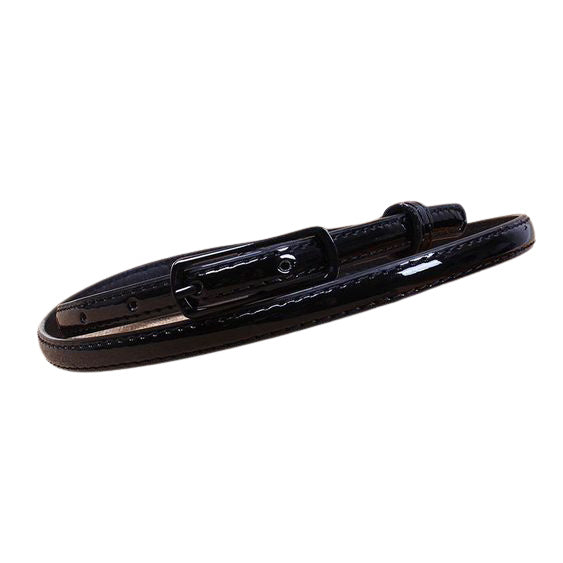 Modern Does Vintage Jet Black Skinny Leather Belt