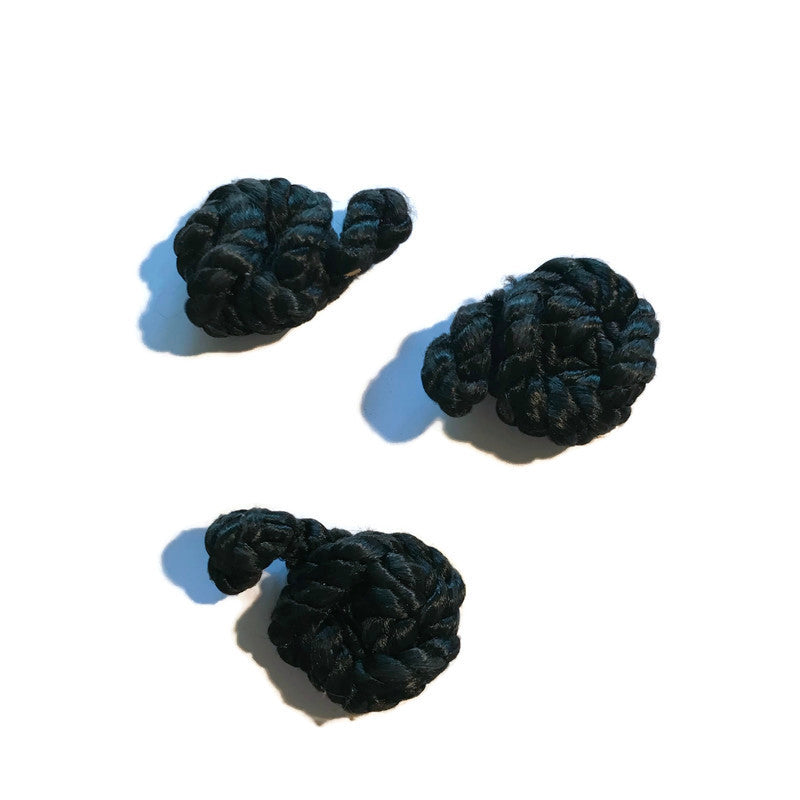 Set Three Silk Braid Buttons with Loops circa 1910s