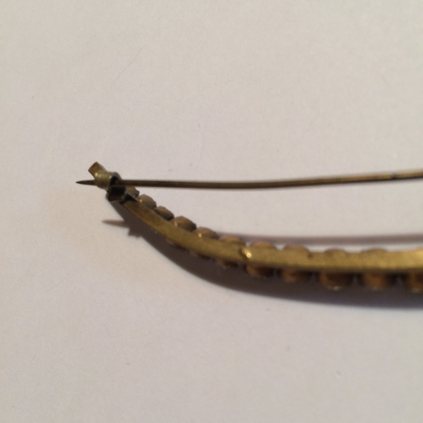 Crescent Shaped Clear Rhinestone Brooch circa 1920s