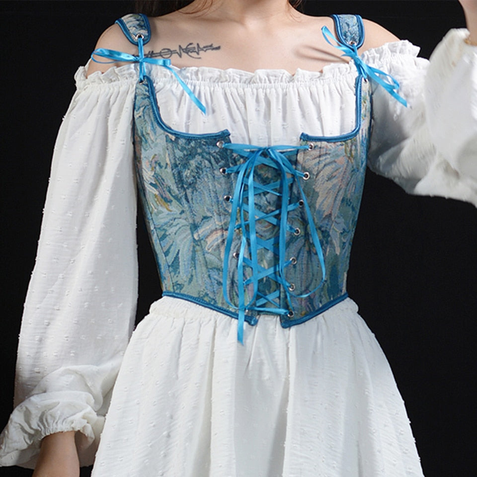 Cinched- the Folkloric Medieval Inspired Lace Front Corset Top 4 Color Ways