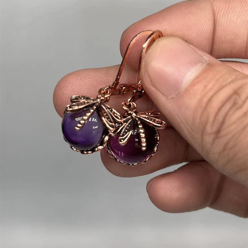 Shimmer- the Art Nouveau Glass Drop Dragonfly Earrings 8 Colors and a BEE!