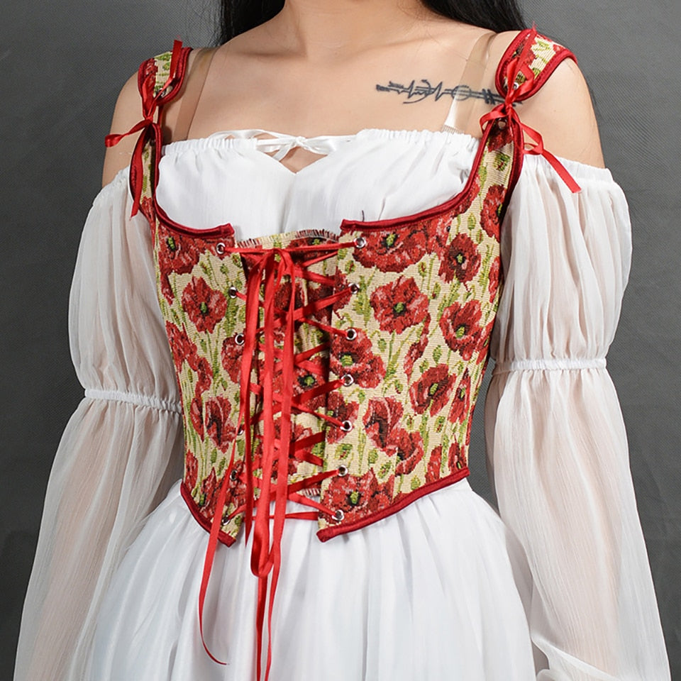 Cinched- the Folkloric Medieval Inspired Lace Front Corset Top 4 Color Ways