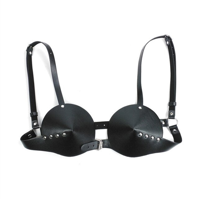 Cone- the 2000s Inspired Cone Vinyl Bra with Buckles 2 Colors