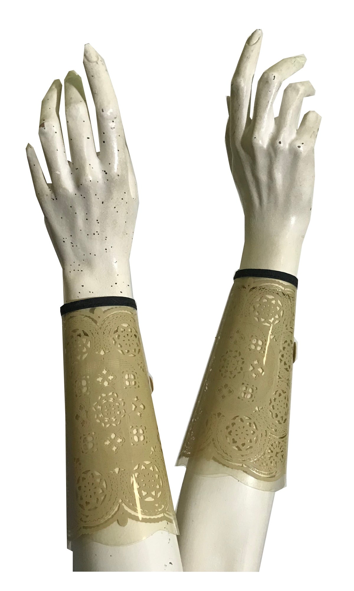 Lace Look Plastic Sleeve Cuff Protectors Shields circa 1930s