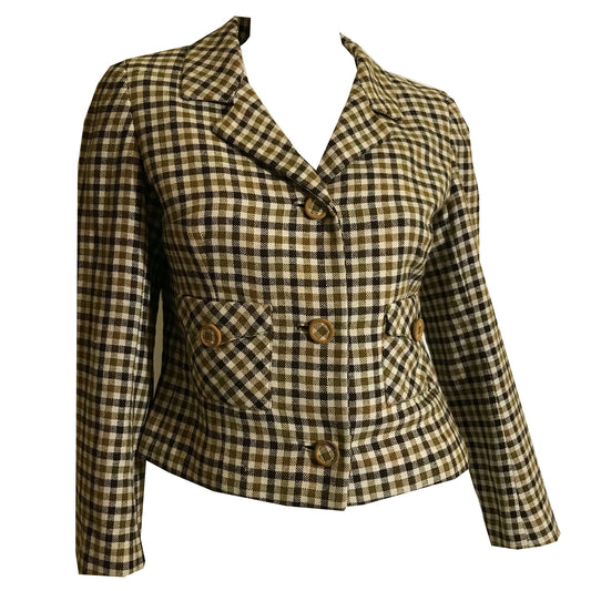 Khaki and Black Paid Wool Cropped Jacket circa 1960s