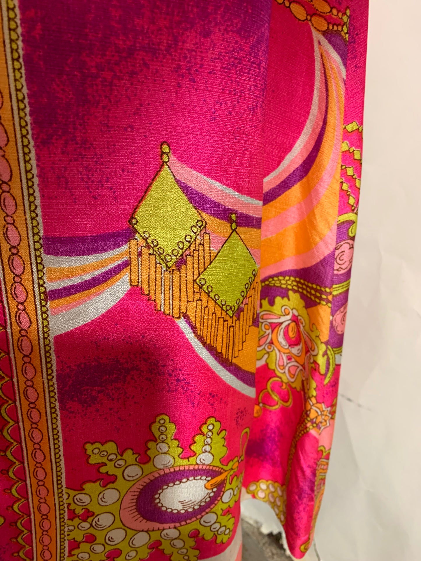 Novelty Glam Jewelry Print Lounge Dress circa 1960s