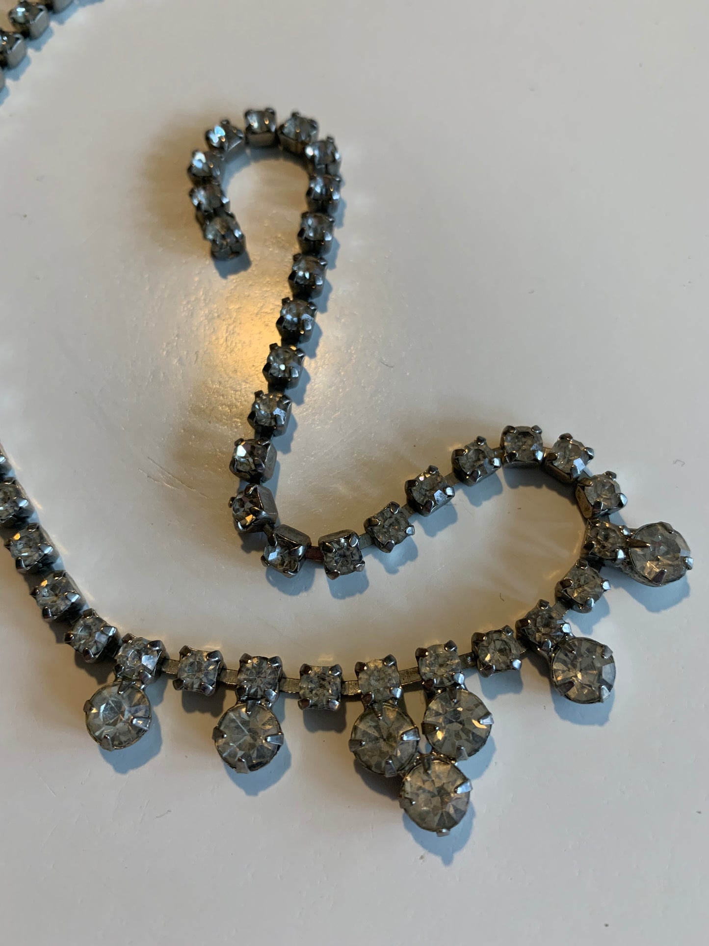 Staggered Front Rhinestone Necklace circa 1950s