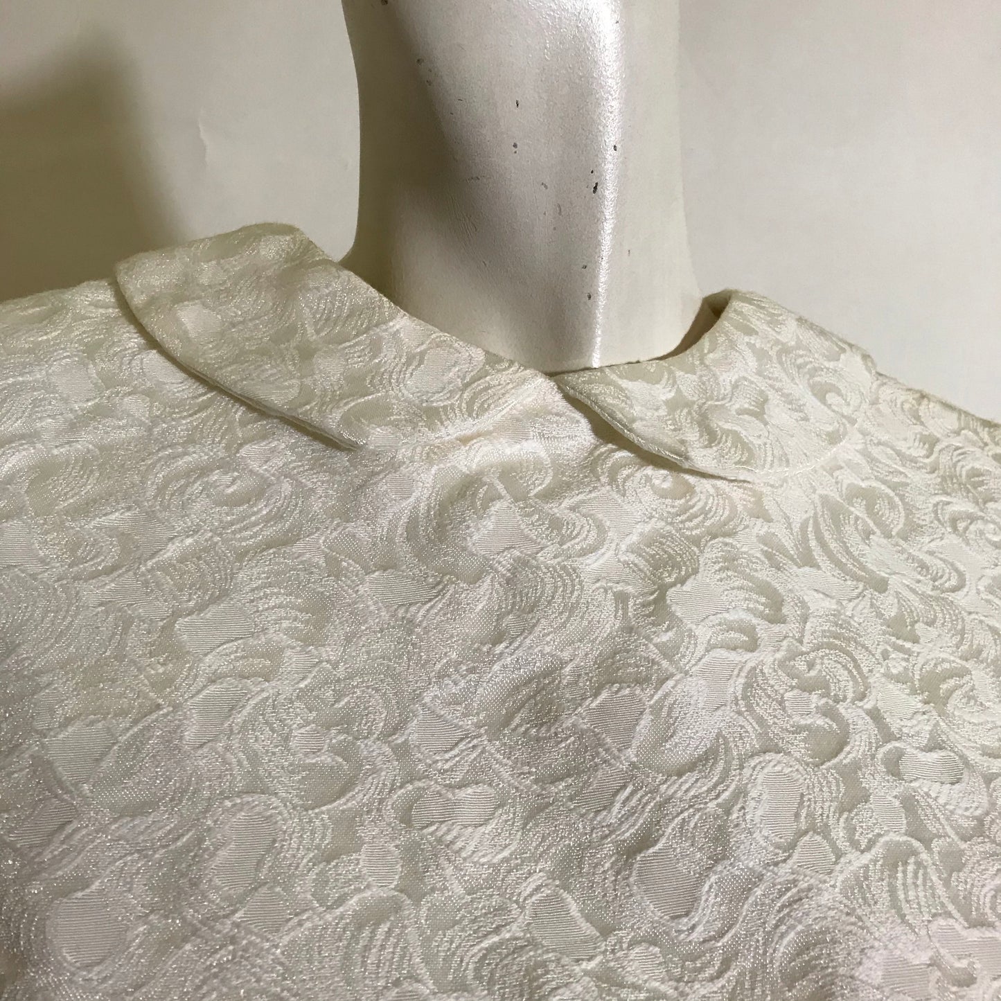 Two Piece Ivory Textured Rayon Dress Set circa 1960s