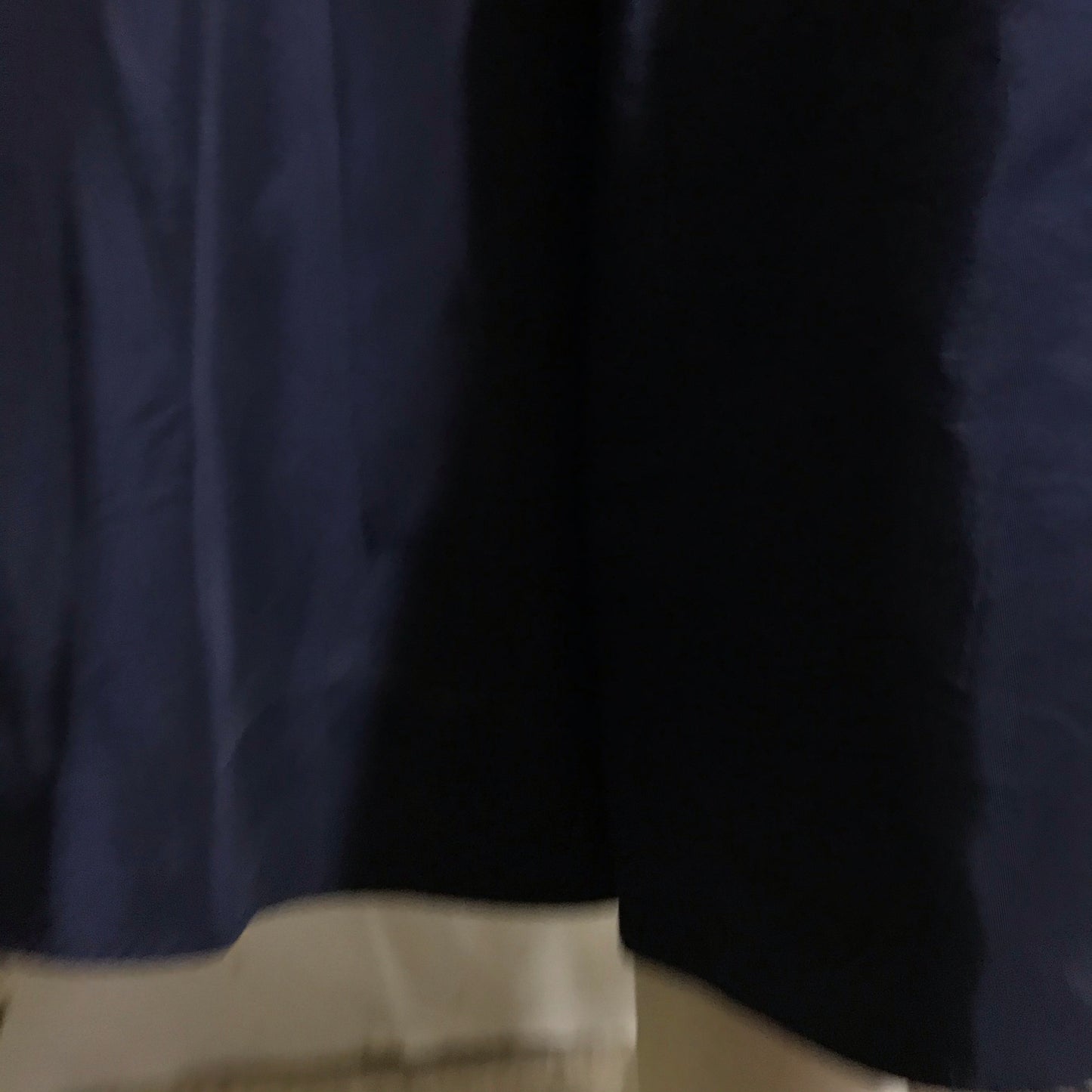 Rhinestone Button Trimmed Deep Blue Taffeta Cocktail Dress with Swagged Skirt circa 1940s