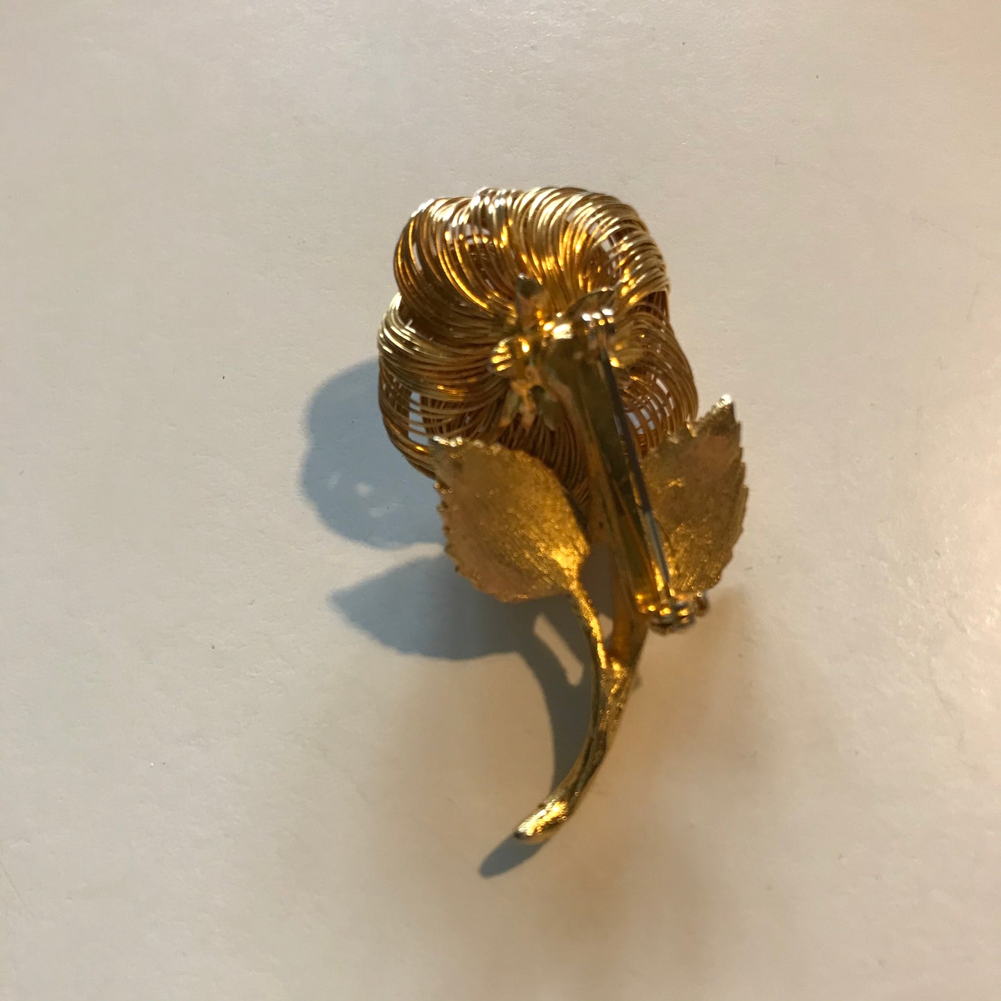 Long Stem Rose Brooch w/ Rhinestones circa 1960s