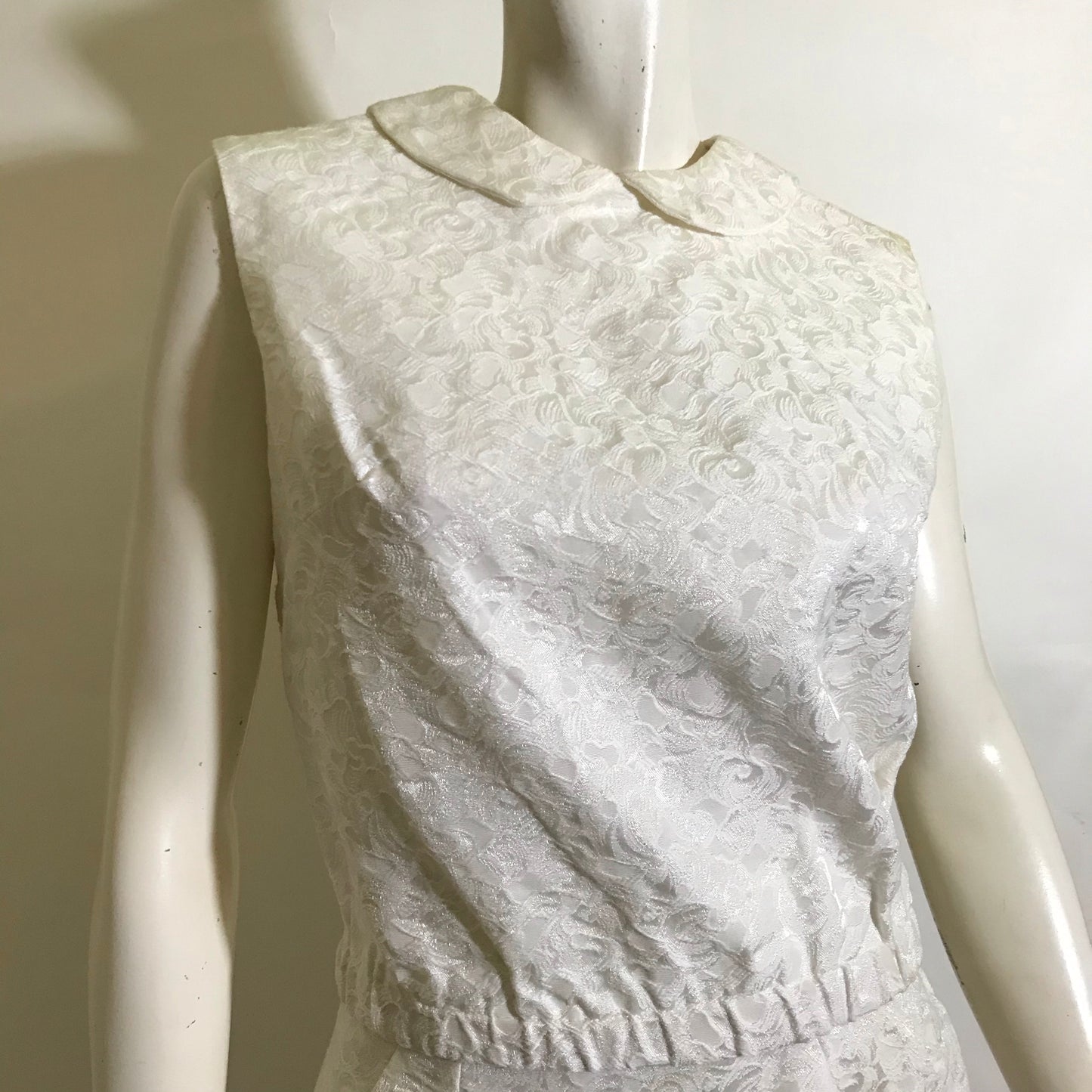 Two Piece Ivory Textured Rayon Dress Set circa 1960s