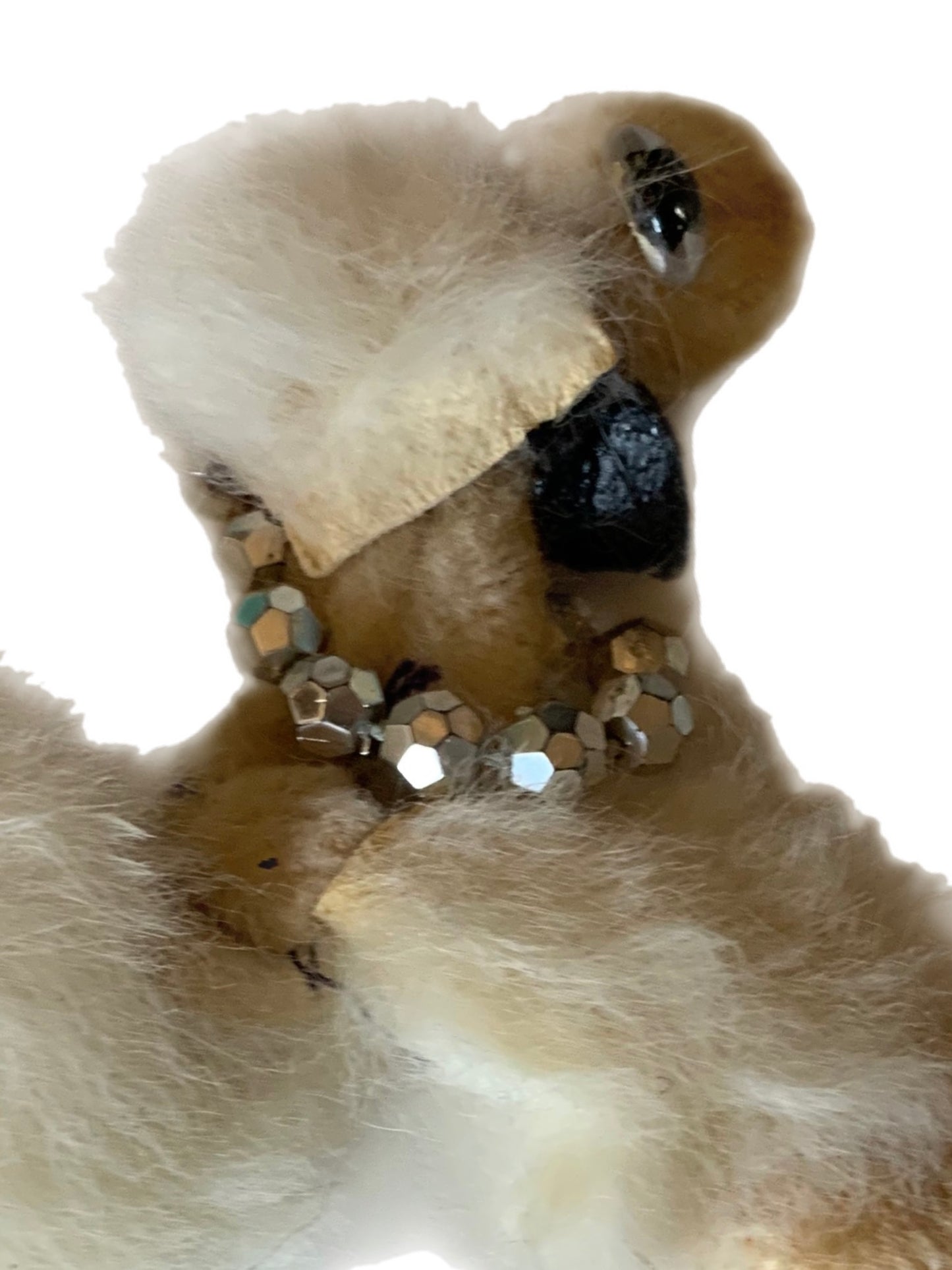 Rabbit Fur and Beads Poodle Brooch circa 1950s
