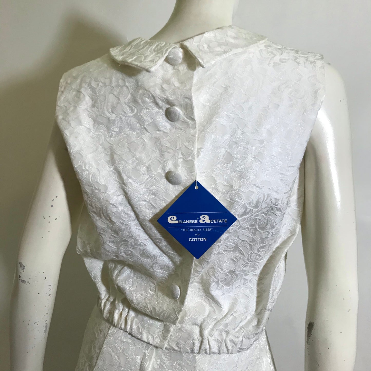 Two Piece Ivory Textured Rayon Dress Set circa 1960s