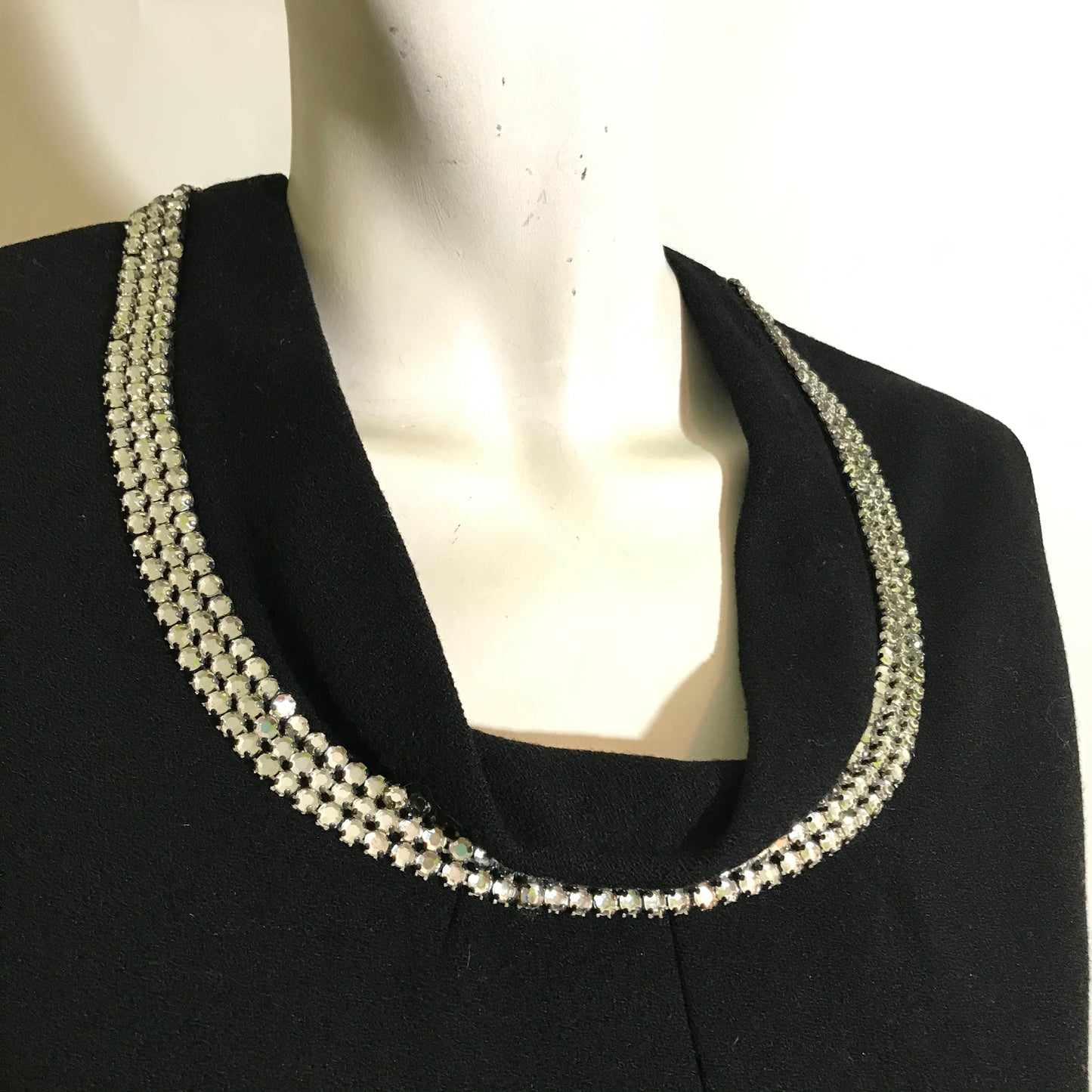 Rhinestone Collar Sleeveless Black Cocktail Dress circa 1960s
