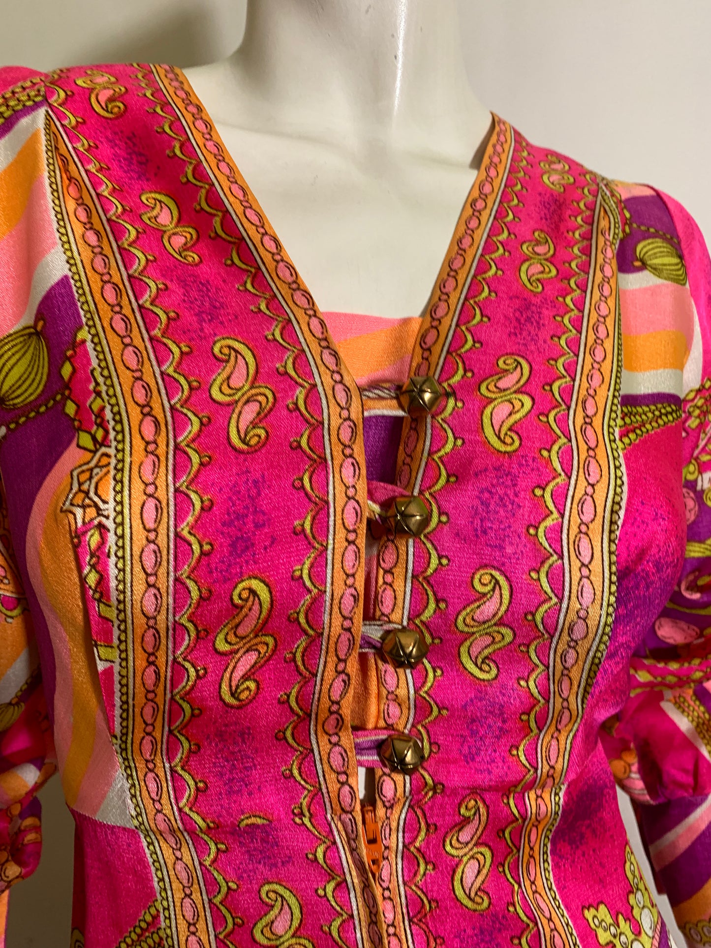 Novelty Glam Jewelry Print Lounge Dress circa 1960s