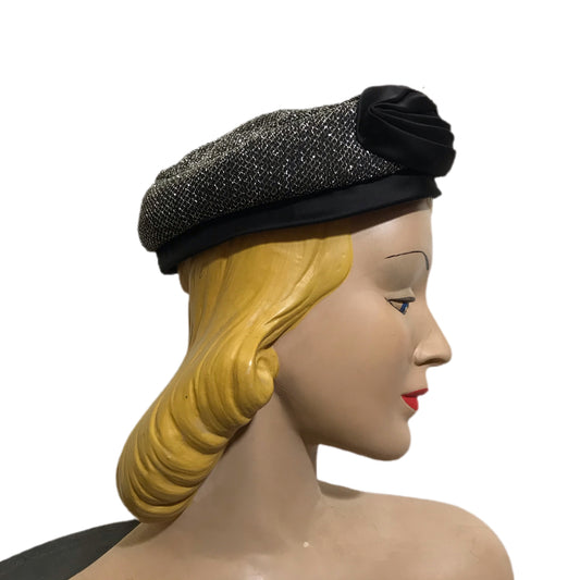 Rainbow Lurex and Bronze Satin Pill Box Hat circa 1960s