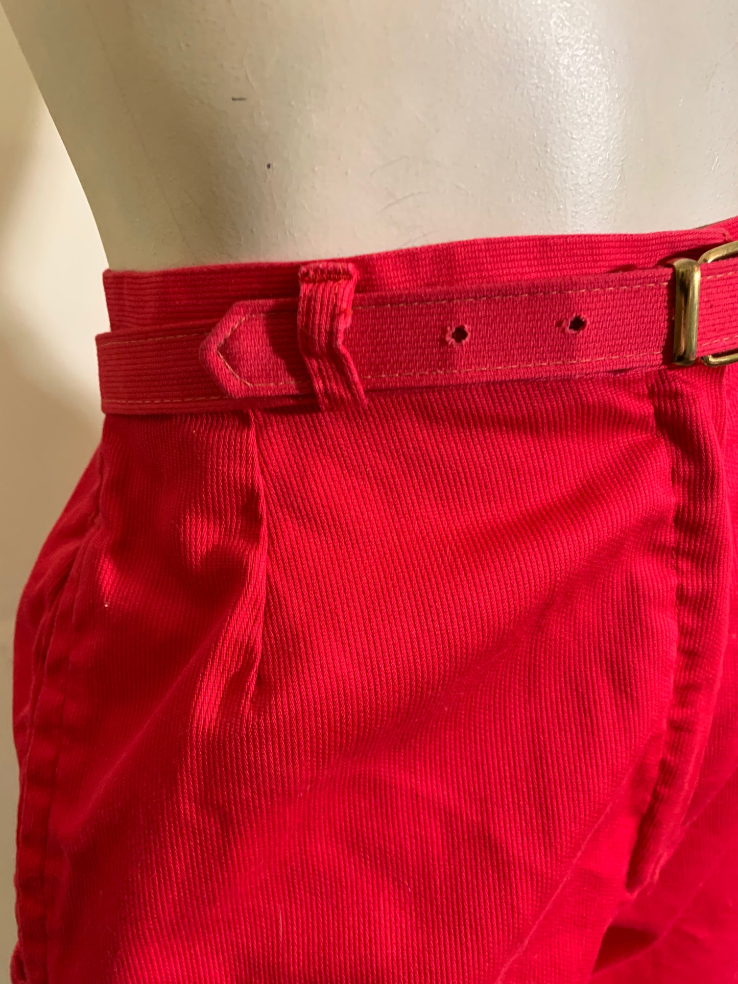 Cherry Red Cotton High Waist Shorts circa 1960s