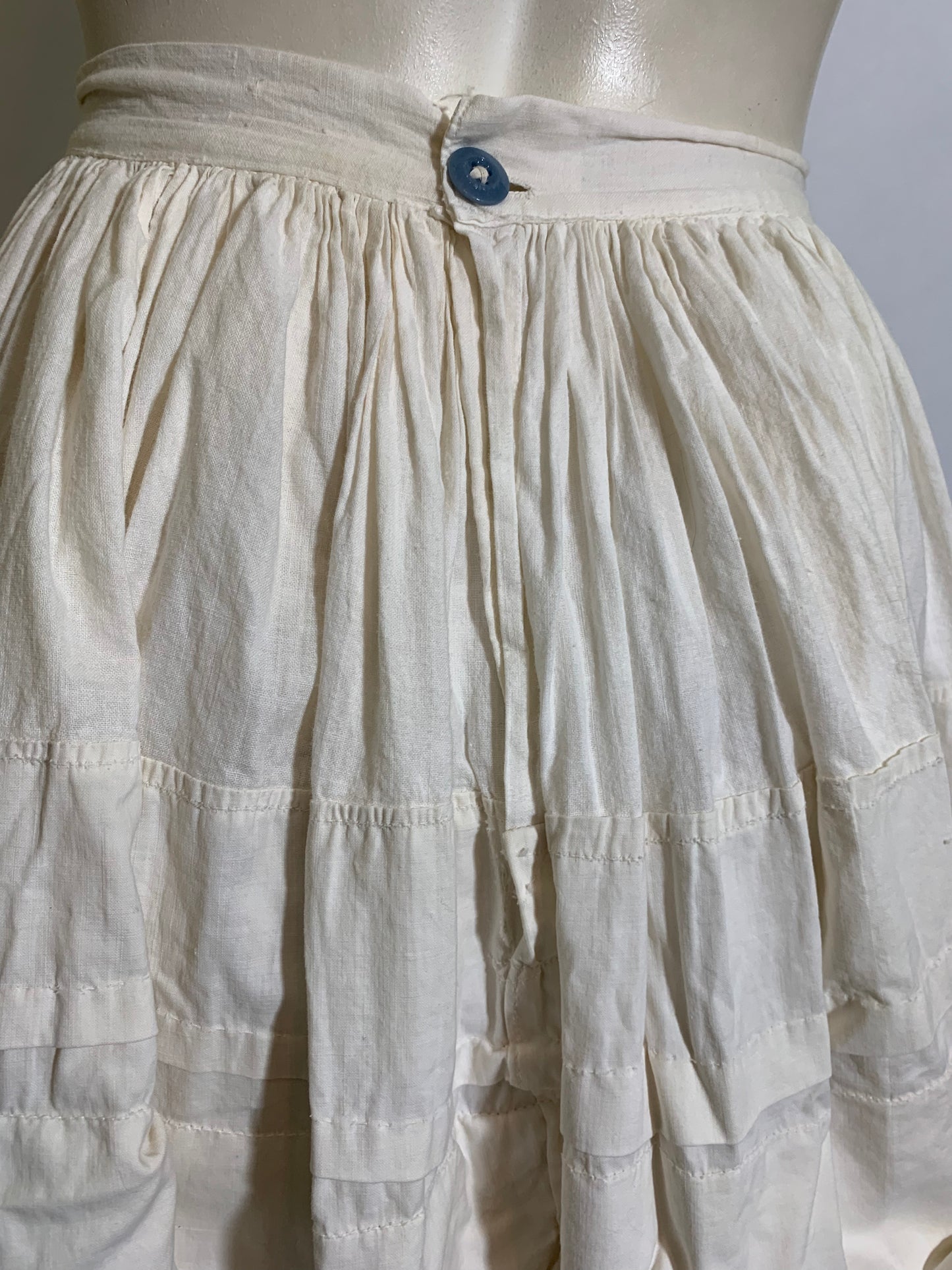 Ruffled and Embroidered Short White Cotton Petticoat circa 1890s