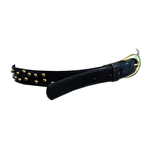 Rocker Chic Black Patent Vinyl Studded Belt circa 1980s