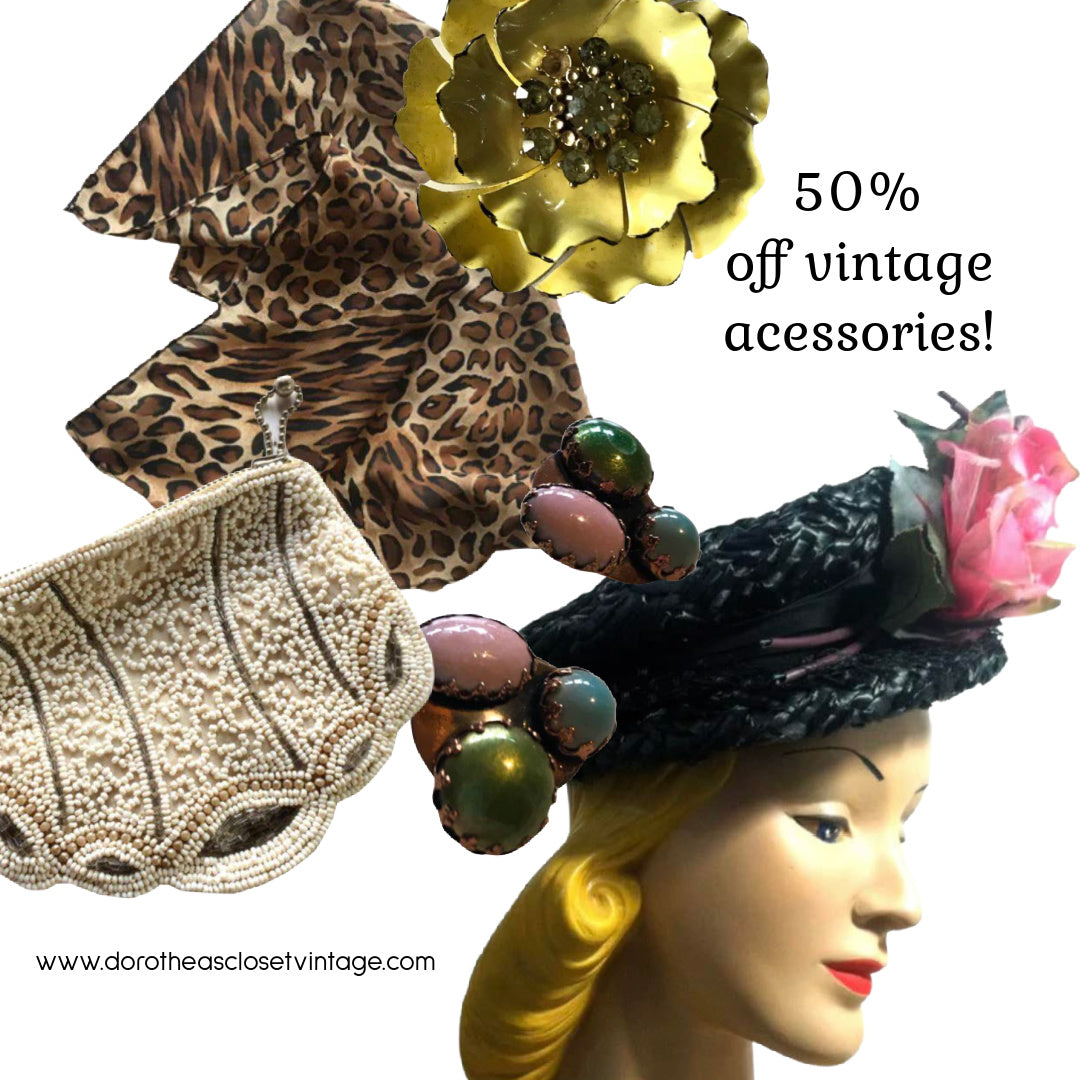 50% off Vintage Hats, Bags, Jewelry and Scarves!